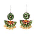 Crescent Flora,'Artisan Crafted Bollywood Ceramic Dangle Earrings from India'