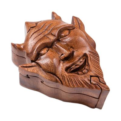 Dangerous Devil,'Decorative Suar Wood Puzzle Box from Bali'