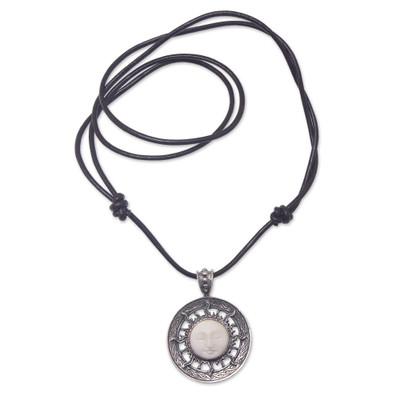 Mystic Dawn,'Sun-Themed Adjustable Sterling Silver Pendant Necklace'