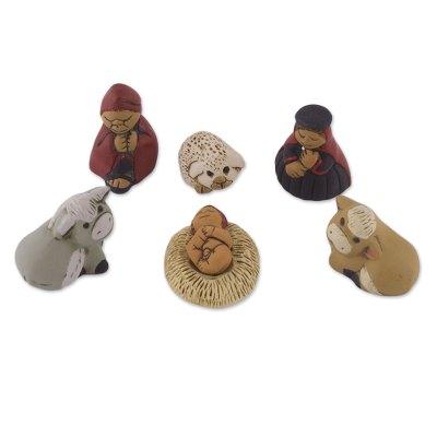 Christmas Meditation,'Andes Handcrafted 7 Piece Diminutive Ceramic Nativity Scene'