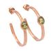 Paradox,'Hammered Rose Gold Plated and Peridot Half-Hoop Earrings'