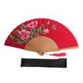 Empress Garden in Crimson,'Silk and Wood Fan with Floral Motifs on Crimson Indonesia'