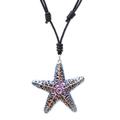 'Hand-Painted Recycled Paper Starfish Necklace from Thailand'