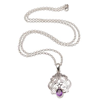 Jeweled Mystery,'Amethyst and Sterling Silver Pendant Necklace from Bali'