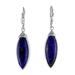 Spatial Blue,'Rhodium Plated Lapis Lazuli Dangle Earrings from Thailand'