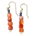 Unique Sunset,'Recycled Glass Beaded Dangle Earrings in Warm and Dark Hues'