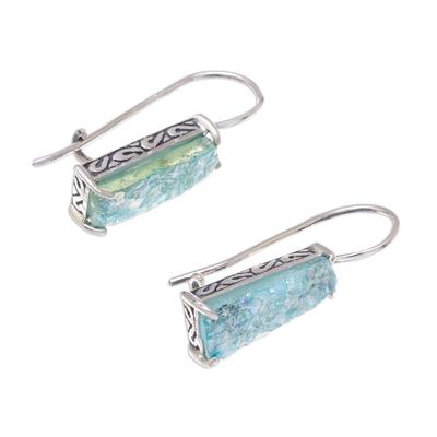 Handcrafted Roman Glass Drop Earrings from Thailand 'Roman Towers'