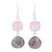 Rosy Dusk,'Labradorite and Rose Quartz Silver Dangle Earrings'