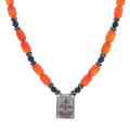 Tangerine Love,'Multi-Gemstone Beaded Pendant Necklace'