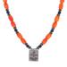 Tangerine Love,'Multi-Gemstone Beaded Pendant Necklace'