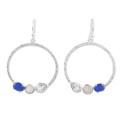 Blue Beginning,'Sterling Silver Dangle Earrings with Faceted Gemstones'
