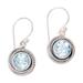 Nest of Chains in Blue,'Round Blue Topaz Dangle Earrings from Indonesia'