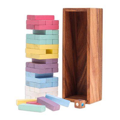 Colorful Balance in Medium,'Thai Raintree Wood Stacking Puzzle'