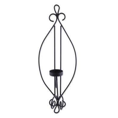 Illuminating Beauty,'Handcrafted Black Wrought Iron Tealight Wall Sconce'