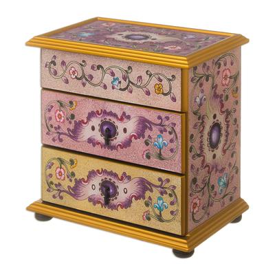 Dawn Splendor,'Small Hand Painted Glass Jewelry Chest'