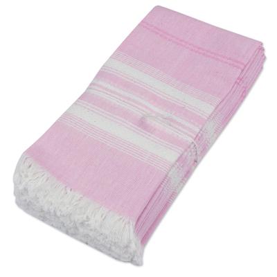 Rosy Inspiration,'Pink Striped 100% Cotton Napkins from Guatemala (Set of 6)'
