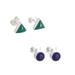 Simple Geometry,'950 Silver and Gemstone Stud Earrings (Pair)'