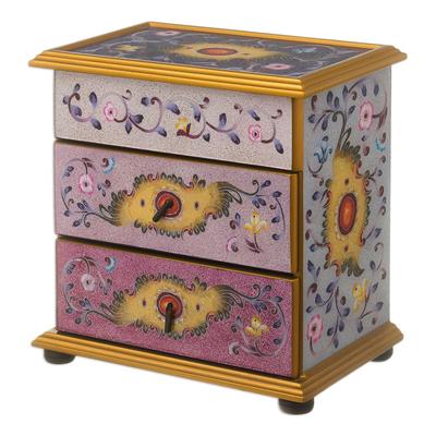 Twilight Splendor,'Hand Crafted Small Painted Glass Jewelry Chest'