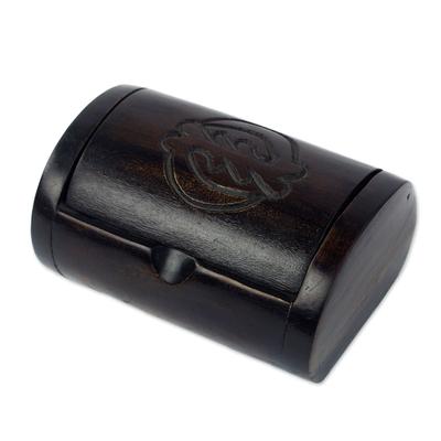 Gye Nyame Power,'Decorative Box with Adinkra Symbol in Hand Carved Ebony Wood'