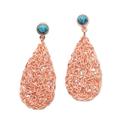 Nested Teardrops,'Teardrop Rose Gold Plated Magnesite Earrings from Bali'