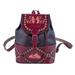 Ancient Elegance,'Handcrafted Crimson and Black Leather Backpack from Peru'