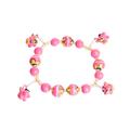 Little Pink Pigs,'Handcrafted Ceramic Beaded Stretch Bracelet in Pink'