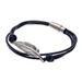 Stunning Feather in Navy,'Stainless Steel and Navy Leather Feather Pendant Bracelet'