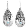 Silver Crest,'Sterling Silver and Reconstituted Turquoise Dangle Earrings'