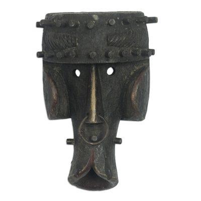 Dogon Celebration,'Hand Carved Sese Wood Wall Mask'