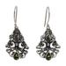 Pear Blossoms,'Hand Made Sterling Silver Peridot Dangle Earrings Indonesia'