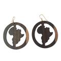 African Circle,'Africa-Themed Ebony Wood Dangle Earrings from Ghana'