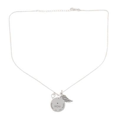 Forever In My Heart,'Mother Themed Sterling Silver Pendant Necklace'