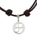 Ometeotl,'Taxco Sterling Silver and Leather Pendant Necklace'