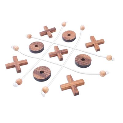 Roped In,'Handmade Raintree Wood Tic-Tac-Toe Game from Thailand'