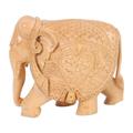 'Wood Sculpture of Elephant in Robes Hand-Carved in India'