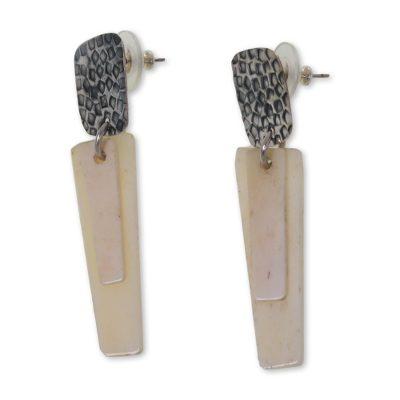 White Dawn,'Sterling Silver and Black White Handcrafted Earrings'