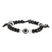 Black and White Amulet,'Unisex Crystal Black and White Adjustable Stretch Bracelet'