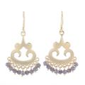 Glittering Bliss,'22k Gold Plated Chalcedony Chandelier Earrings from India'
