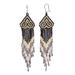 Huichol Chevron in Gold,'Beaded Long Dangle Earrings from Mexico'