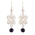 Chic Splendor,'Sterling Silver Swirl Dangle Earrings with Cultured Pearls'