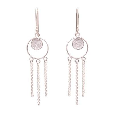 Delightful Circles,'Circular Sterling Silver Filigree Chandelier Earrings'