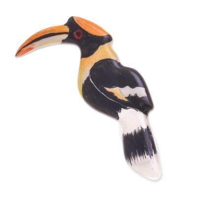 Hornbill Love,'Ceramic Handpainted Hornbill Brooch...