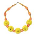 Beautiful Lorlor,'Recycled Glass and Plastic Beaded Pendant Necklace in Yellow'