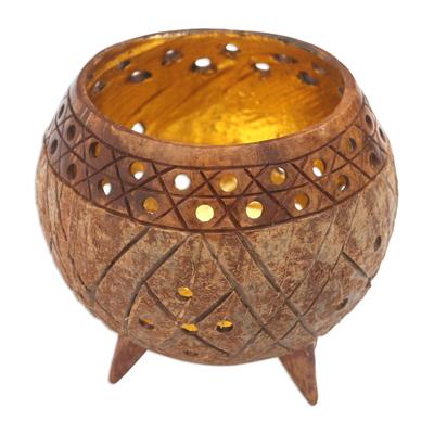 Golden Inside,'Albesia Wood and Coconut Shell Catchall'