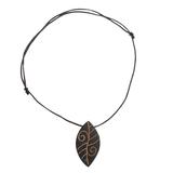 Afforestation,'Long Sese Wood Leaf Pendant Necklace Hand Crafted in Ghana'