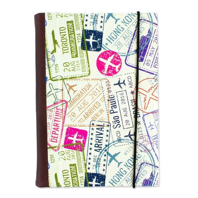 Passport Stamps,'Recycled Paper Handmade Journal with Passport Stamps'