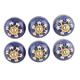 Starry Brilliance,'Star Motif Ceramic Knobs from India (Set of 6)'