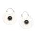 Round Shadow,'Hammered Sterling Silver Hoop Earrings with Black Onyx Stone'