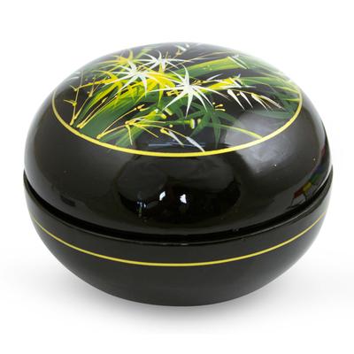 Lacquered wood box, 'Whispering Bamboo'