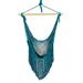 Sea Breezes in Teal,'Fringed Teal Cotton Rope Mayan Hammock Swing from Mexico'